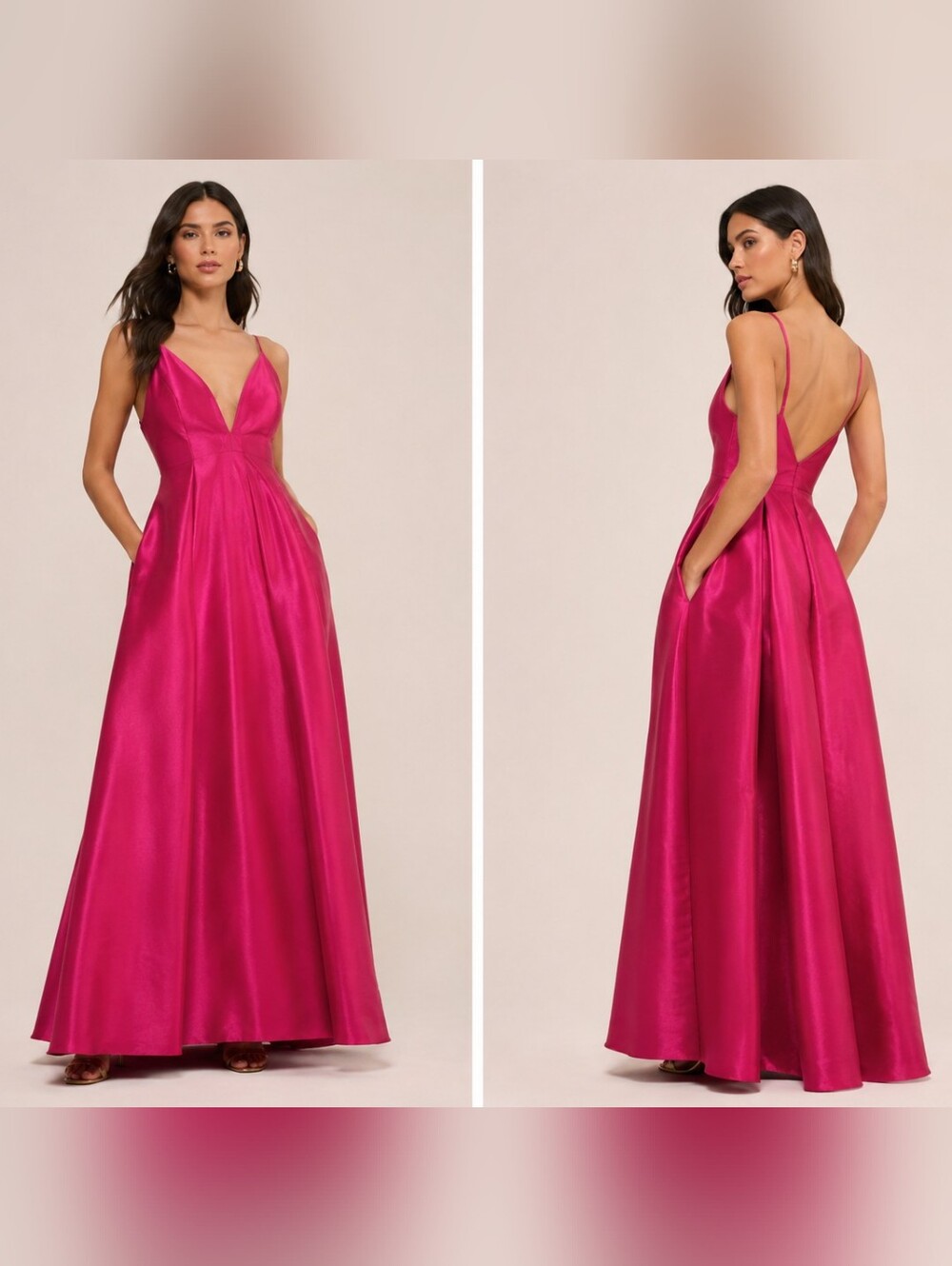 Monique Lhuillier Magenta Gown Dress